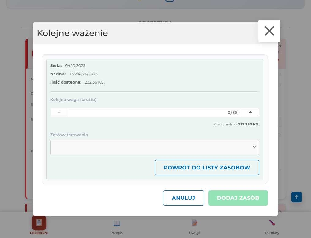 devProdMeat – Panel ważenia